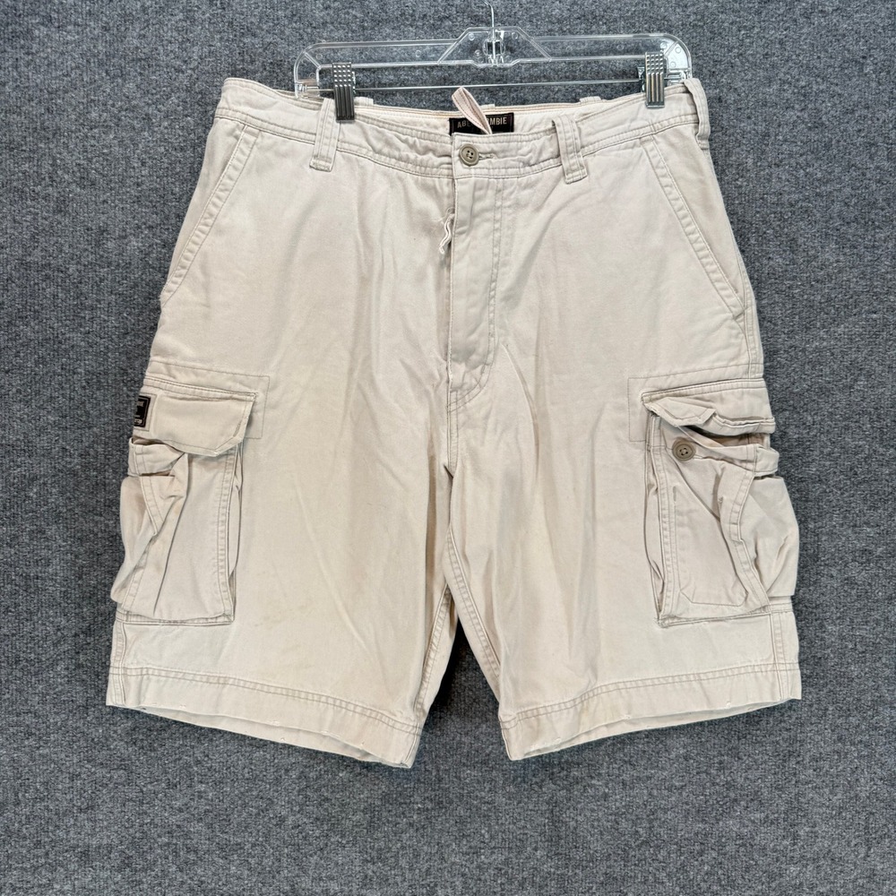 Abercrombie & Fitch Cargo Shorts Mens 34 Tan Cotton Utility Pockets  Vintage Y2K